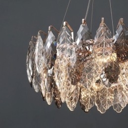 Lampadario a sospensione in ferro europeo creativo con foglia di vetro