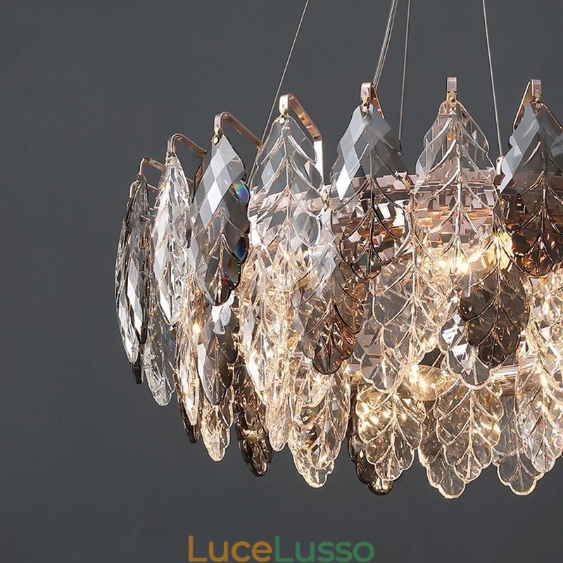 Lampadario a sospensione in ferro europeo creativo con foglia di vetro