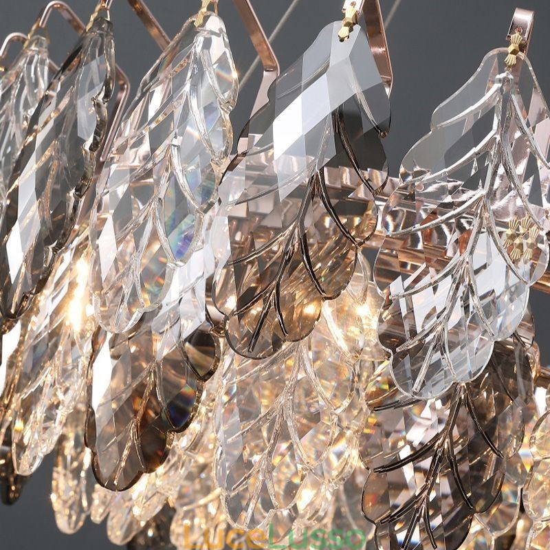 Lampadario a sospensione in ferro europeo creativo con foglia di vetro