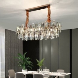 Lampadario in vetro europeo, lampade a sospensione ovali