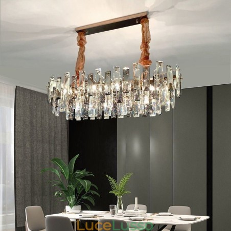 Lampadario in vetro europeo, lampade a sospensione ovali Lampadario in vetro europeo, lampade a sospensione ovali