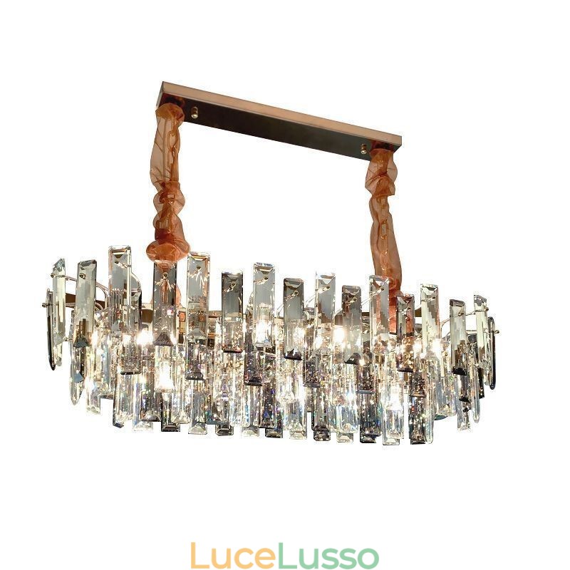 Lampadario in vetro europeo, lampade a sospensione ovali