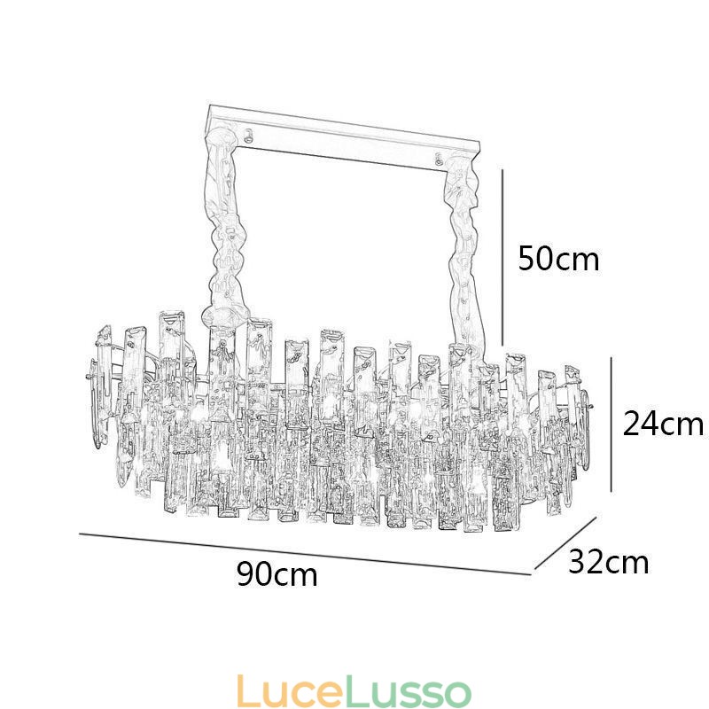 Lampadario in vetro europeo, lampade a sospensione ovali