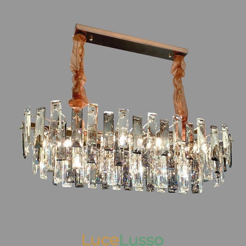 Lampadario in vetro europeo, lampade a sospensione ovali