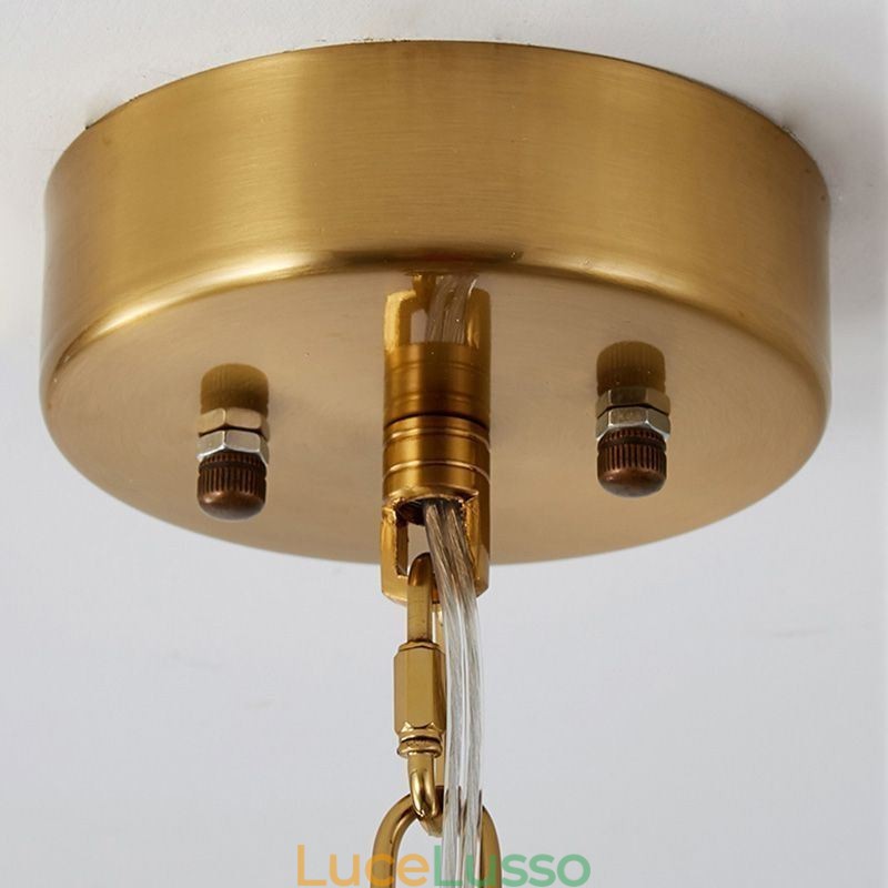 Lampadario moderno in vetro con decorazione in bronzo e oro