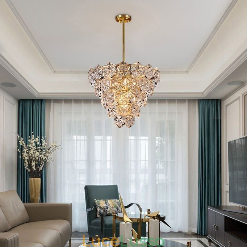 Lampadario moderno a forma di cono in vetro europeo