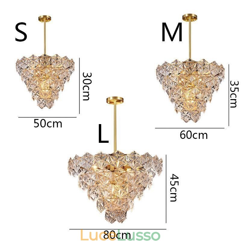 Lampadario moderno a forma di cono in vetro europeo