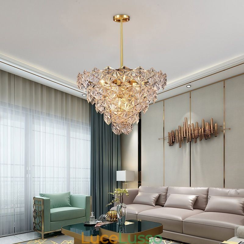 Lampadario moderno a forma di cono in vetro europeo