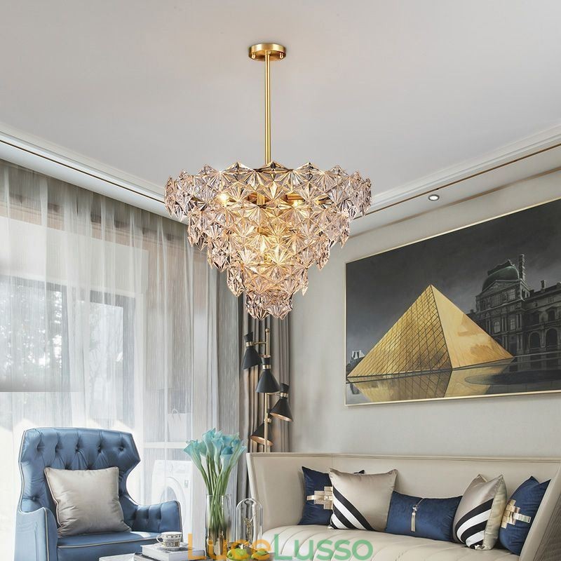 Lampadario moderno a forma di cono in vetro europeo