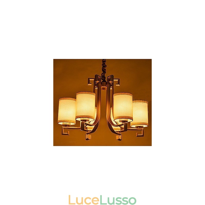Lampadario in stile cinese in ferro e rame, imitazione lampade ad aria