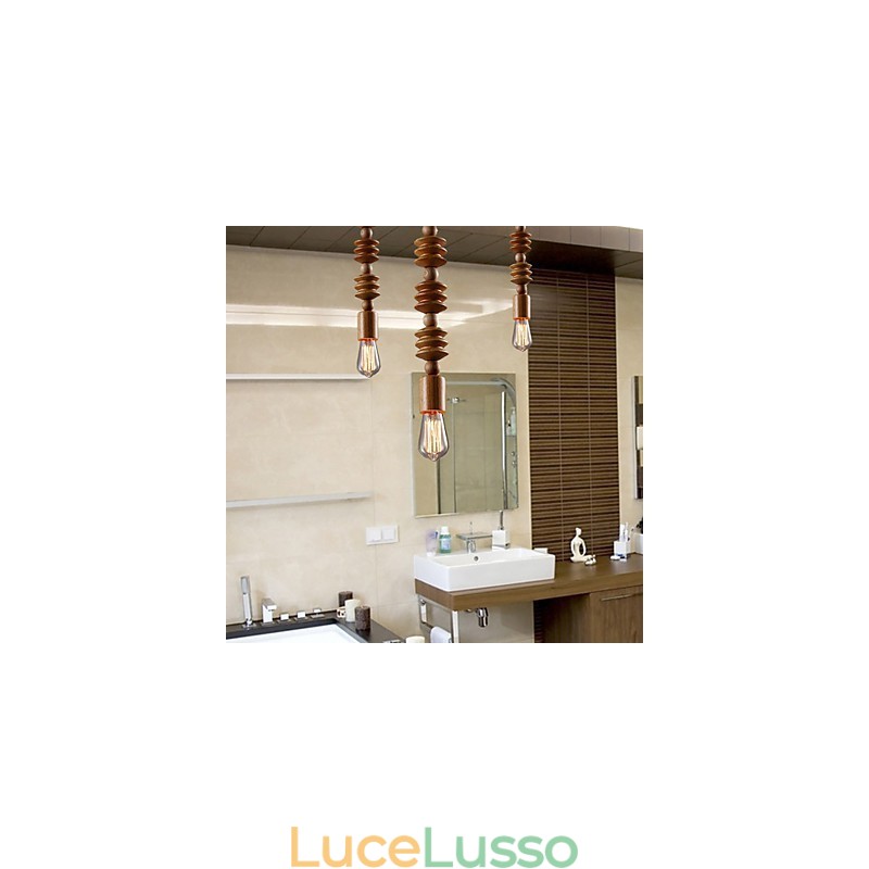 Lampadario Mini Stile Tradizionale Classico Legno Bambù