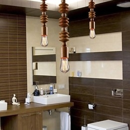Lampadario Mini Stile Tradizionale Classico Legno Bambù