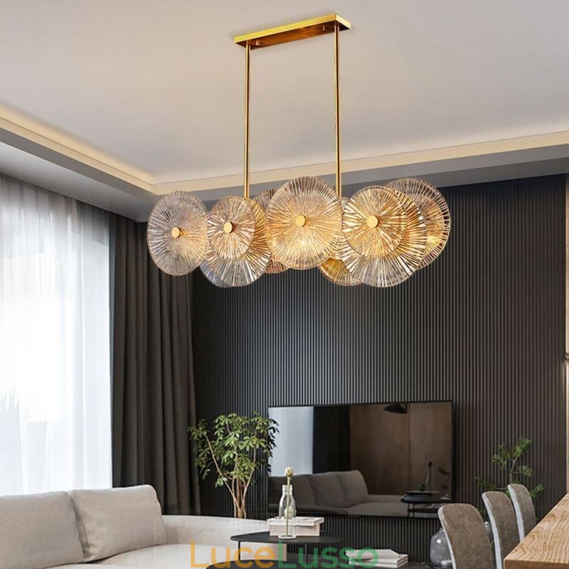 Lampadario moderno a disco con scintilla, lampada a sospensione in vetro per fuochi d'artificio, illuminazione per la casa