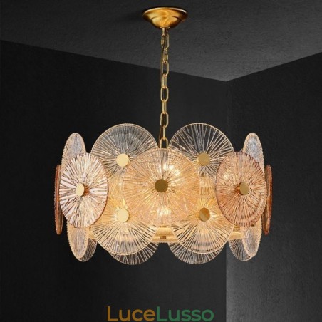 Lampadario moderno a disco con scintilla, lampada a sospensione in vetro per fuochi d'artificio, illuminazione per la casa Lampadario moderno a disco con scintilla, lampada a sospensione in vetro per fuochi d'artificio, illuminazione per la casa