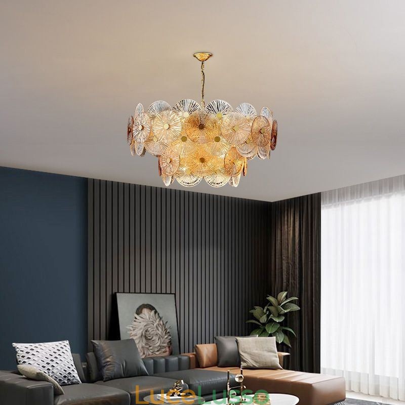Lampadario moderno a disco con scintilla, lampada a sospensione in vetro per fuochi d'artificio, illuminazione per la casa