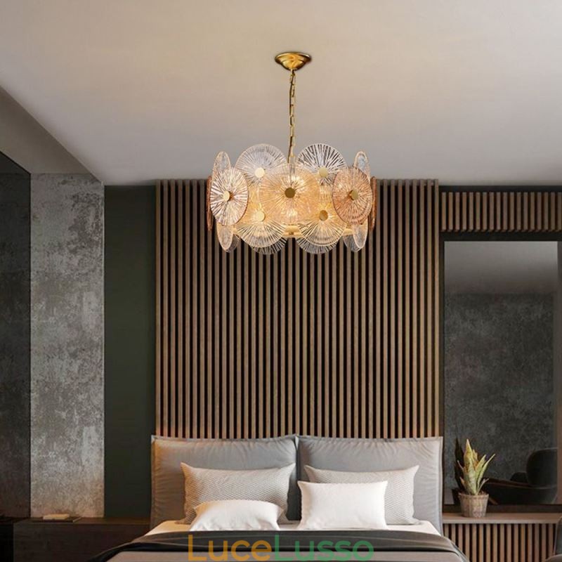 Lampadario moderno a disco con scintilla, lampada a sospensione in vetro per fuochi d'artificio, illuminazione per la casa