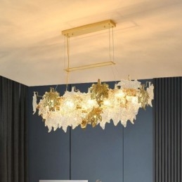 Lampada a sospensione a forma di foglia d'acero, decorazione per la casa, illuminazione in vetro