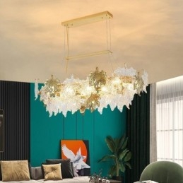 Lampada a sospensione a forma di foglia d'acero, decorazione per la casa, illuminazione in vetro