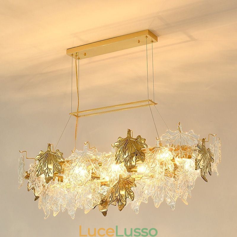 Lampada a sospensione a forma di foglia d'acero, decorazione per la casa, illuminazione in vetro