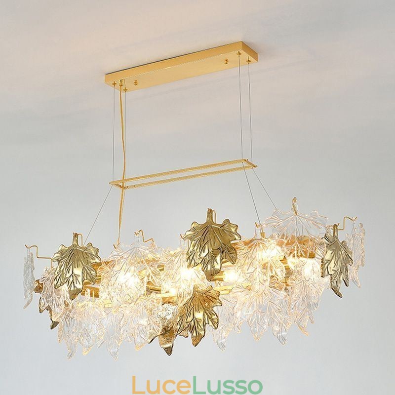 Lampada a sospensione a forma di foglia d'acero, decorazione per la casa, illuminazione in vetro
