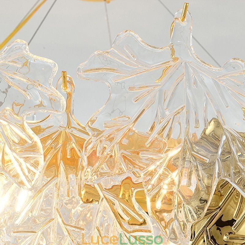 Lampada a sospensione a forma di foglia d'acero, decorazione per la casa, illuminazione in vetro