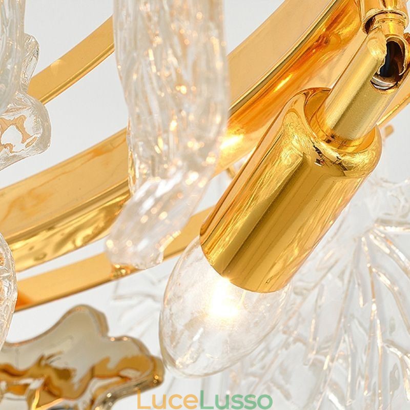 Lampada a sospensione a forma di foglia d'acero, decorazione per la casa, illuminazione in vetro