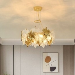 Lampadario a sospensione a foglia d'acero Lampadario in vetro per arredamento europeo