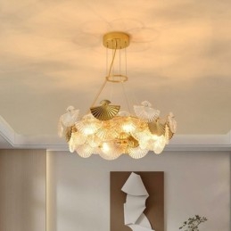 Lampadario a forma di ventaglio in vetro europeo