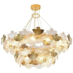 Lampadario a forma di ventaglio in vetro europeo