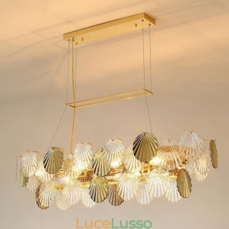 Lampadario in vetro di lusso Lampada alla moda Lampada a sospensione in vetro a forma di conchiglia Lampadario in vetro di lusso Lampada alla moda Lampada a sospensione in vetro a forma di conchiglia