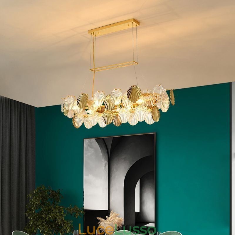 Lampadario in vetro di lusso Lampada alla moda Lampada a sospensione in vetro a forma di conchiglia