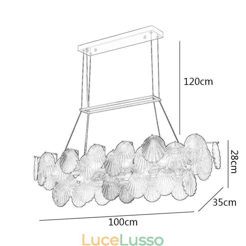 Lampadario in vetro di lusso Lampada alla moda Lampada a sospensione in vetro a forma di conchiglia