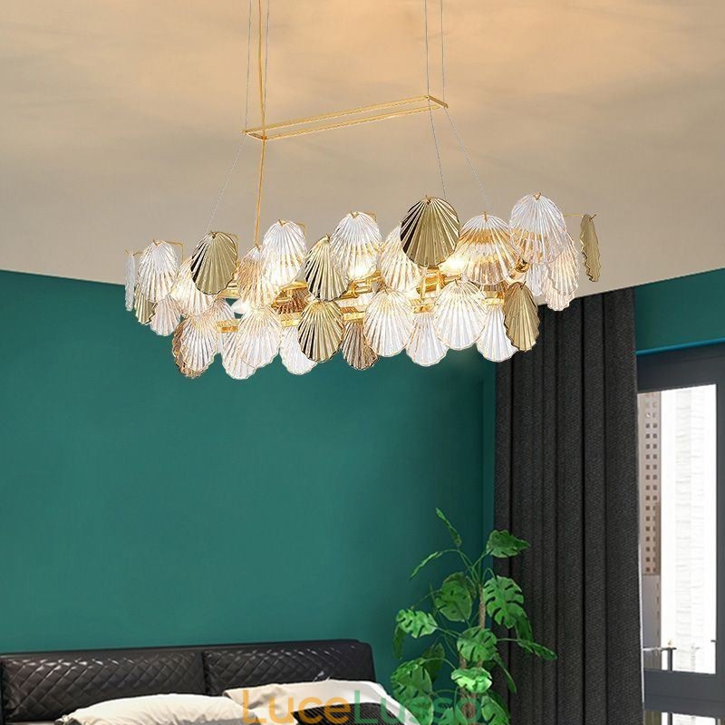 Lampadario in vetro di lusso Lampada alla moda Lampada a sospensione in vetro a forma di conchiglia