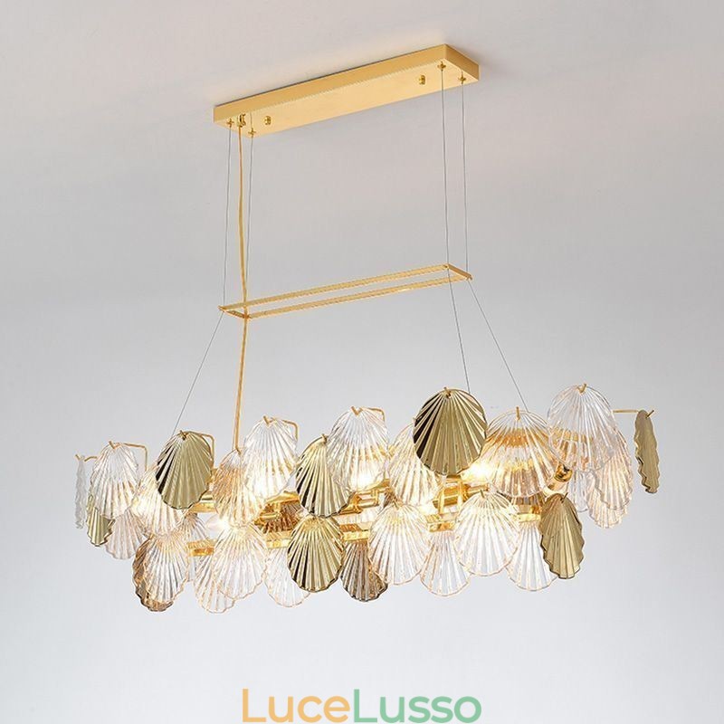 Lampadario in vetro di lusso Lampada alla moda Lampada a sospensione in vetro a forma di conchiglia