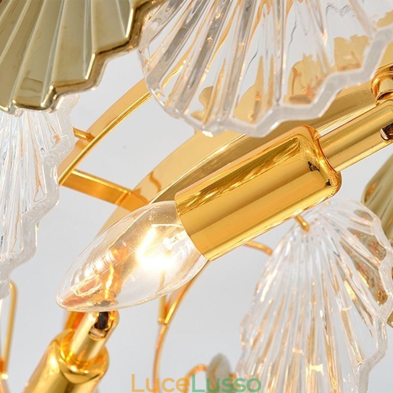 Lampadario in vetro di lusso Lampada alla moda Lampada a sospensione in vetro a forma di conchiglia
