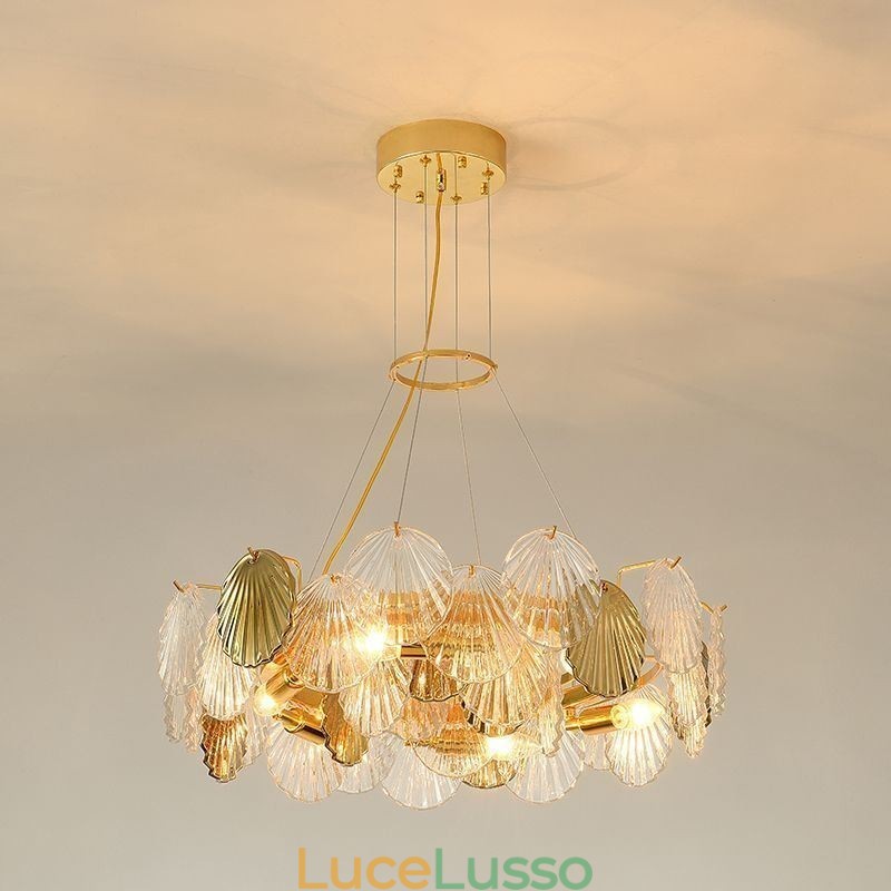 Lampadari moderni in vetro a conchiglia per sala da pranzo