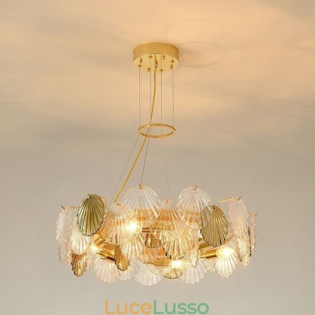 Lampadari moderni in vetro a conchiglia per sala da pranzo
