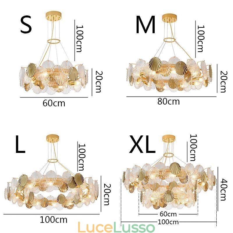 Lampadari moderni in vetro a conchiglia per sala da pranzo