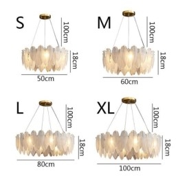 Lampadario in vetro artistico con piuma, luce pendente rotonda