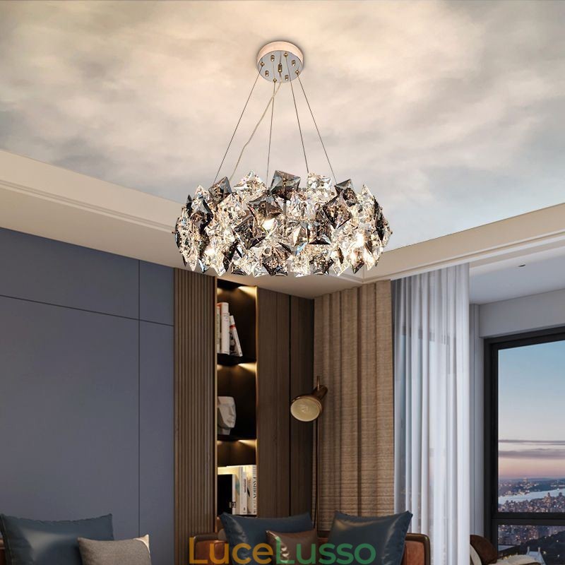 Lampadario in vetro di lusso leggero Lampada a sospensione moderna e minimalista Soggiorno
