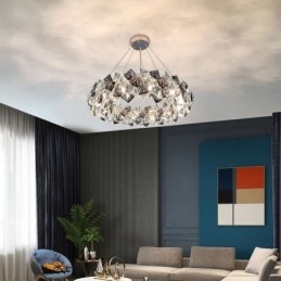 Lampadario in vetro di lusso leggero Lampada a sospensione moderna e minimalista Soggiorno