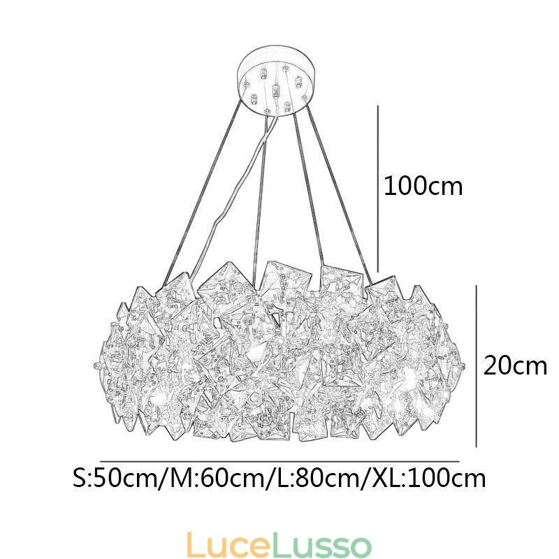 Lampadario in vetro di lusso leggero Lampada a sospensione moderna e minimalista Soggiorno