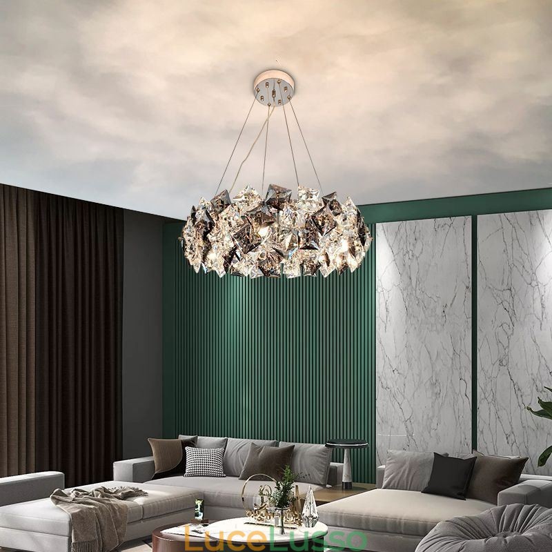 Lampadario in vetro di lusso leggero Lampada a sospensione moderna e minimalista Soggiorno