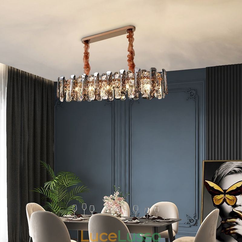 Moderna illuminazione a sospensione in vetro di lusso, lampada da pranzo