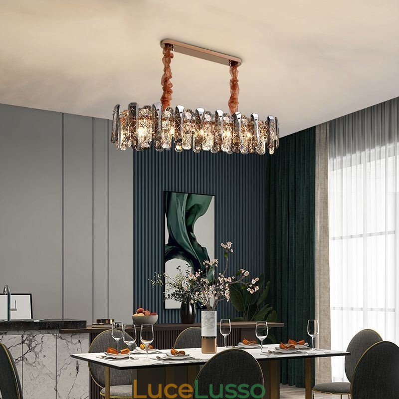 Moderna illuminazione a sospensione in vetro di lusso, lampada da pranzo