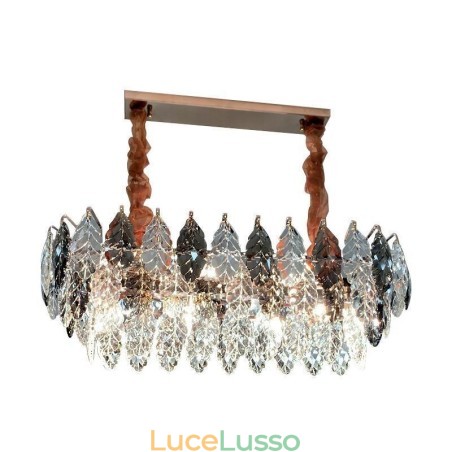 Lampadario a sospensione in ferro europeo creativo in foglia di vetro Lampadario a sospensione in ferro europeo creativo in foglia di vetro