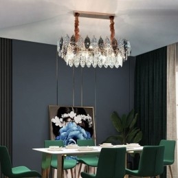 Lampadario a sospensione in ferro europeo creativo in foglia di vetro