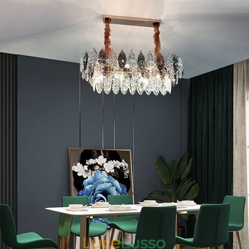 Lampadario a sospensione in ferro europeo creativo in foglia di vetro