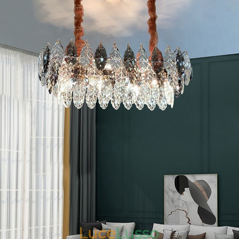 Lampadario a sospensione in ferro europeo creativo in foglia di vetro