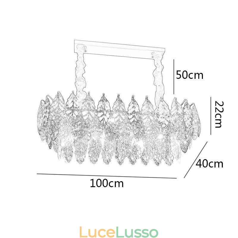 Lampadario a sospensione in ferro europeo creativo in foglia di vetro